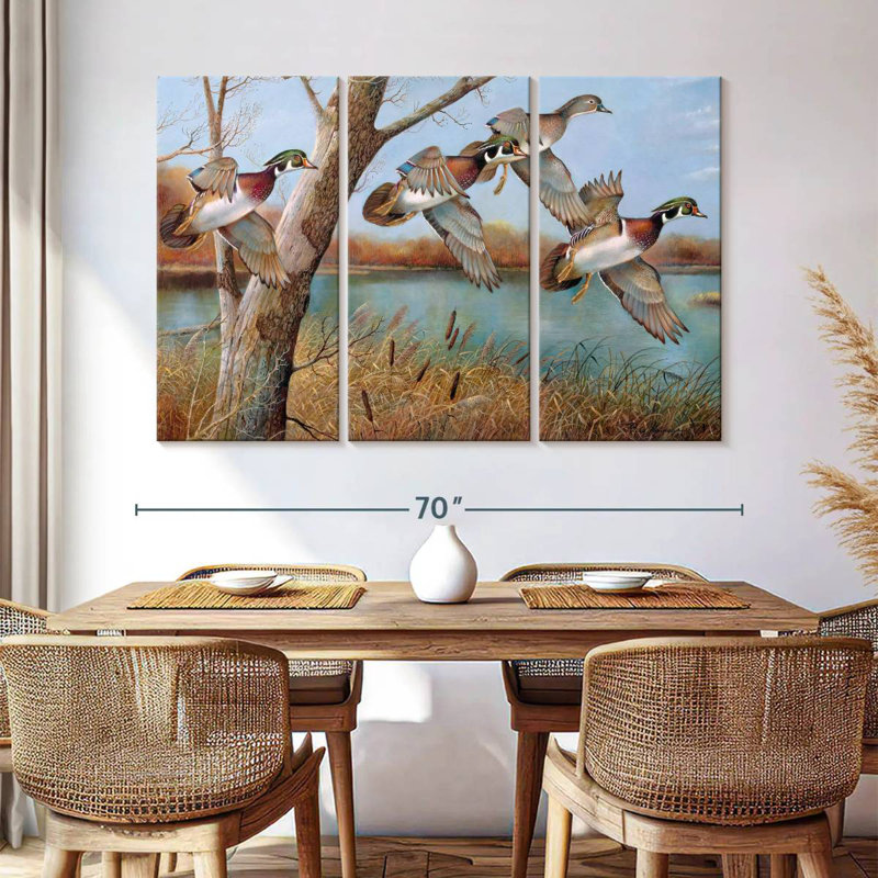 Brampt volant des canards en bois, H 42 po x l 65 po