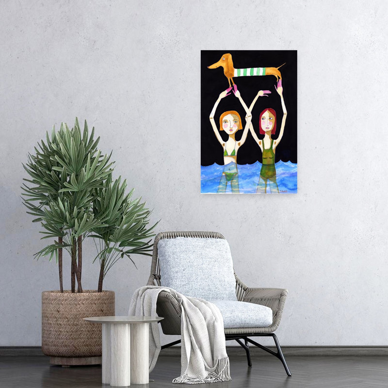 Art contemporain, art contemporain coloré, océan, chien, H 24 po x l 16 po