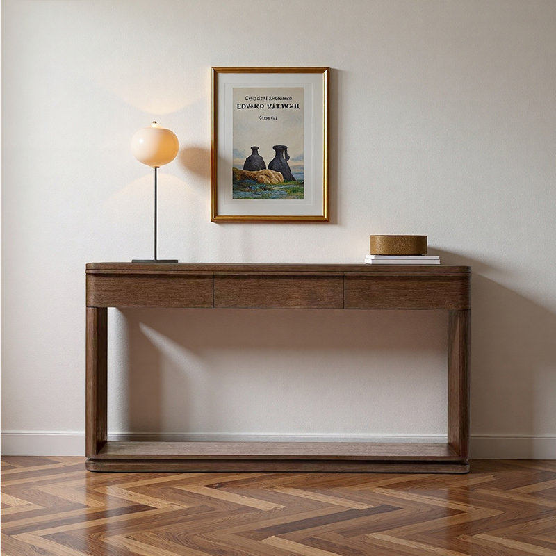 Console en bois massif de style moderne, 33.8" H x 72" W x 13.7" D, Marron foncé