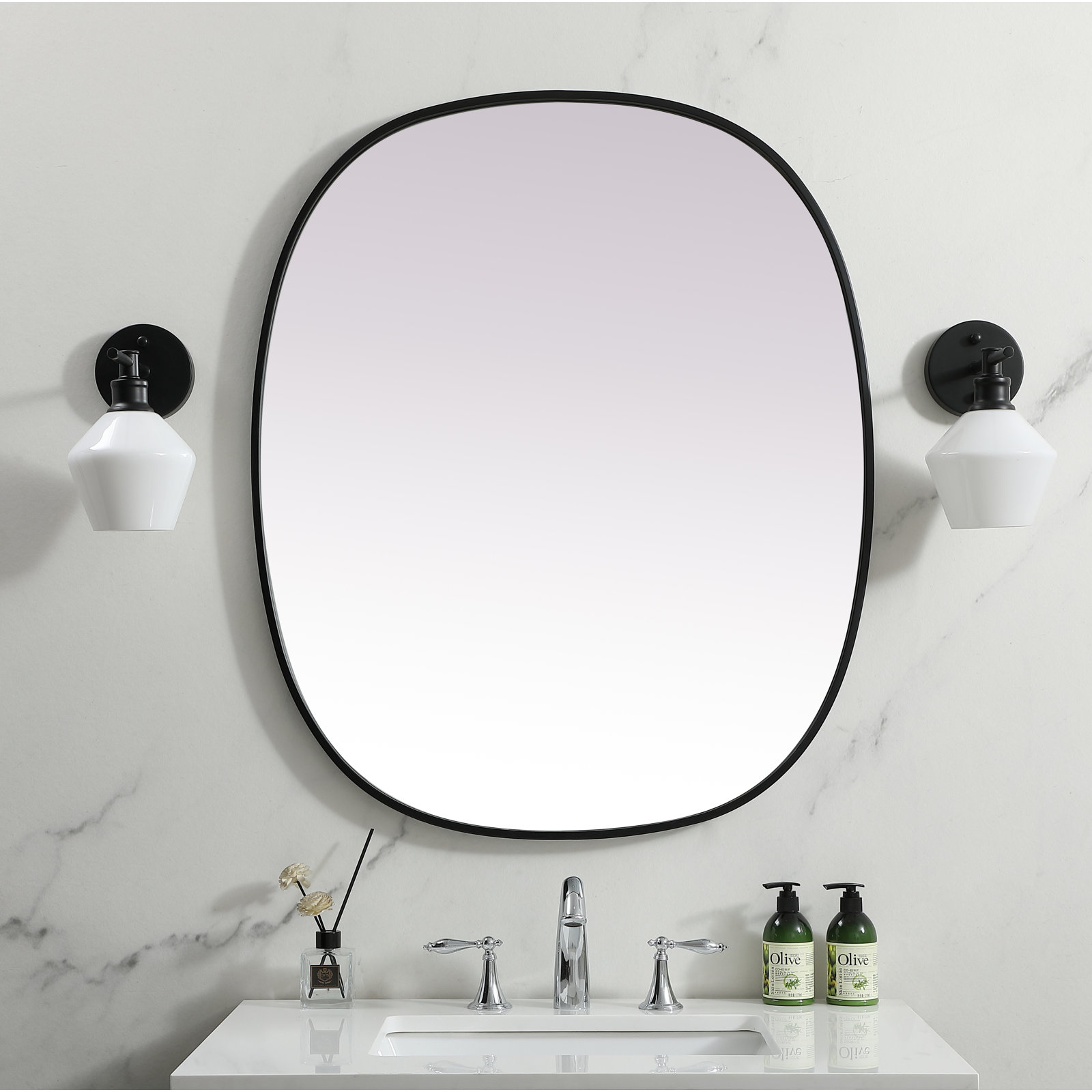 Sabine 30" Accent Mirror, Black, 36" x 30"