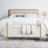 Elegant Upholstered Linen Storage Bench With Cylindrical Arms And Iron Legs, White-443065947