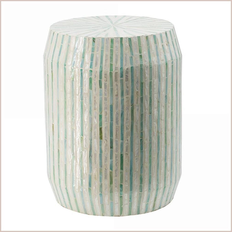 Tabouret d'intérieur à motif polyvalent rayé à usage polyvalent | Crème, vert | Panneau de fibres à densité moyenne