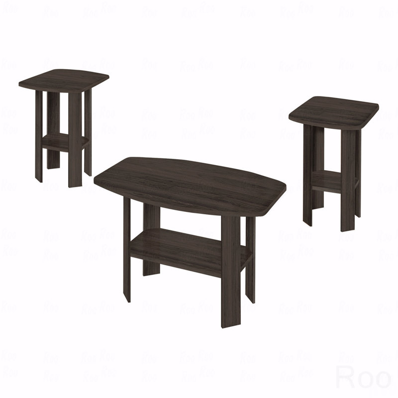 Ensemble de table, ensemble 3 pièces, café, bout, côté, accent, stratifié, transitionnel, Noyer
