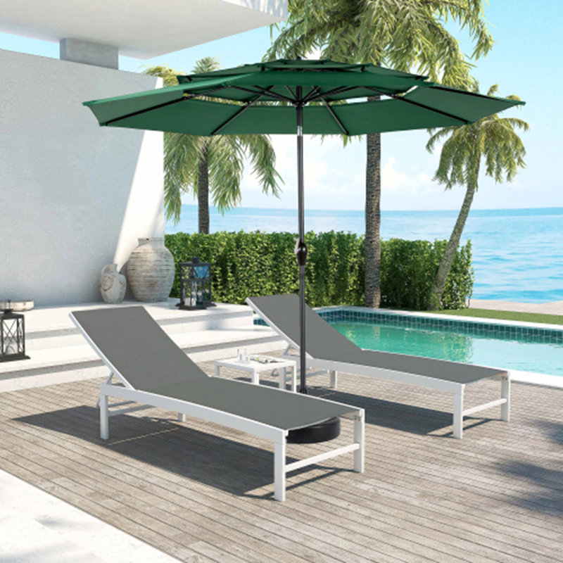 Parasol 3 niveaux à inclinaison automatique, Vert foncé