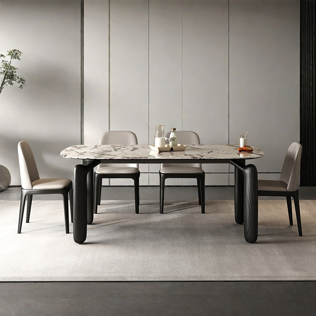 ALLNICEDT Simple Luxury Marble Solid Wood Dining Table Sets. | Wayfair