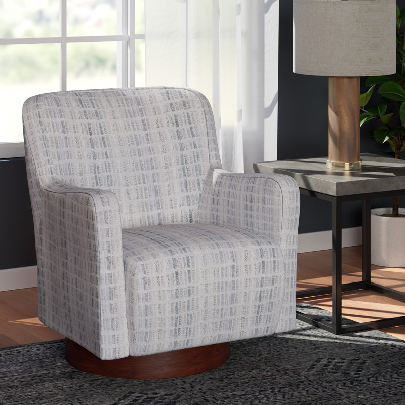 Clara 30" Wide Swivel Accent Chair, Gray Polyester