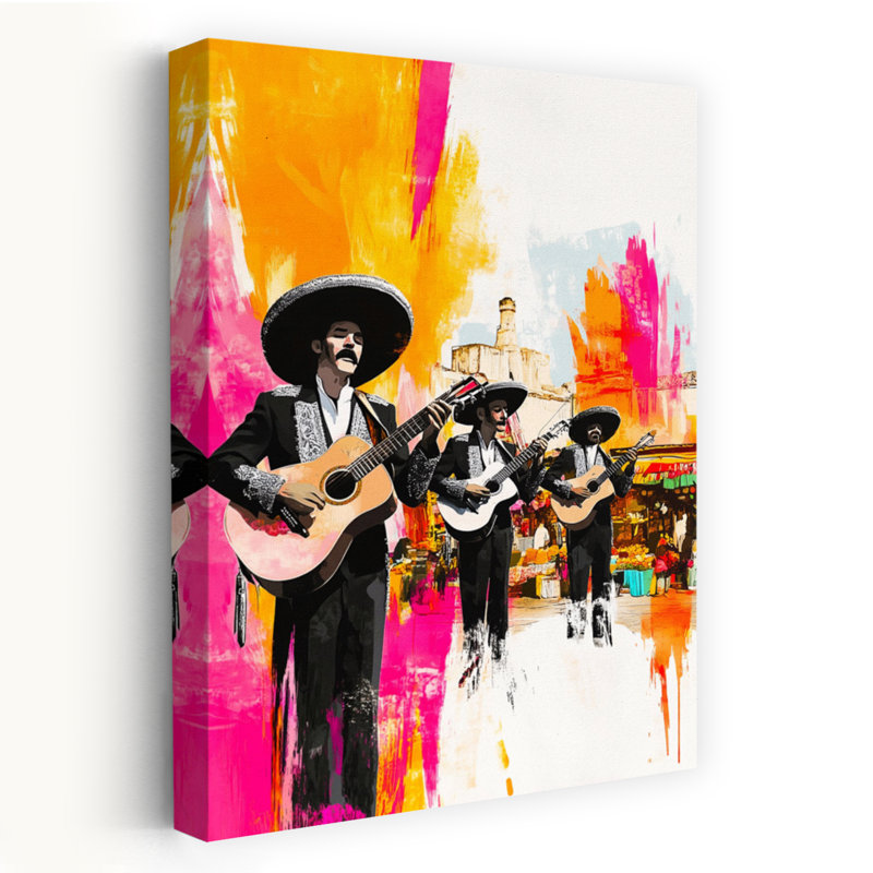Vibrant Mariachi Street Music Colorful Traditional Vibrant City Wall Art Print 1 Piece Wrapped Canvas Wall Art