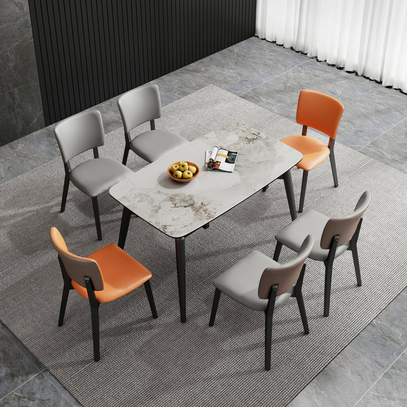 Alexavier Faux Marble Top Metal Base Dining Table