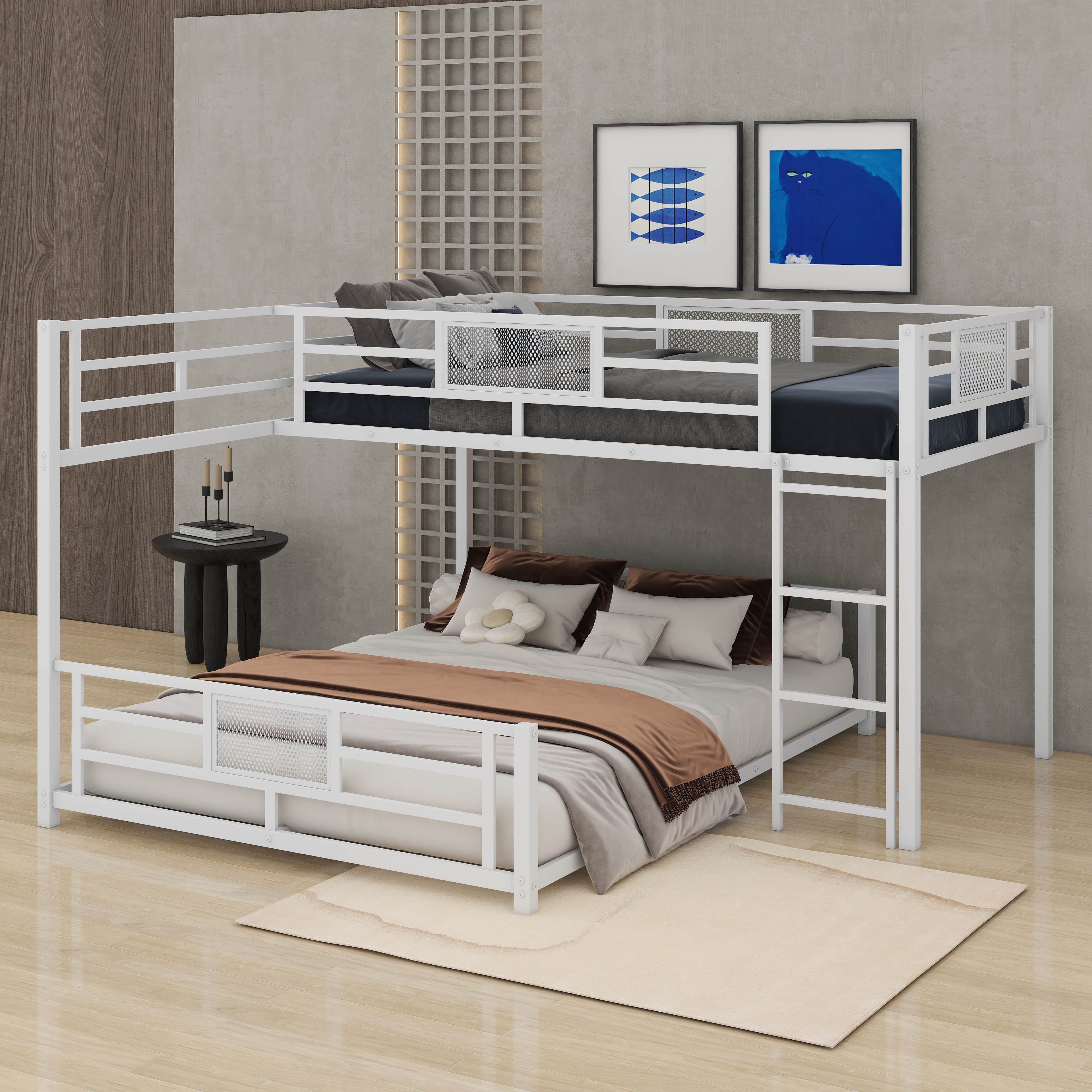 Ivy Bronx L-Shaped Metal Twin Over Full Size Bunk Bed | Wayfair