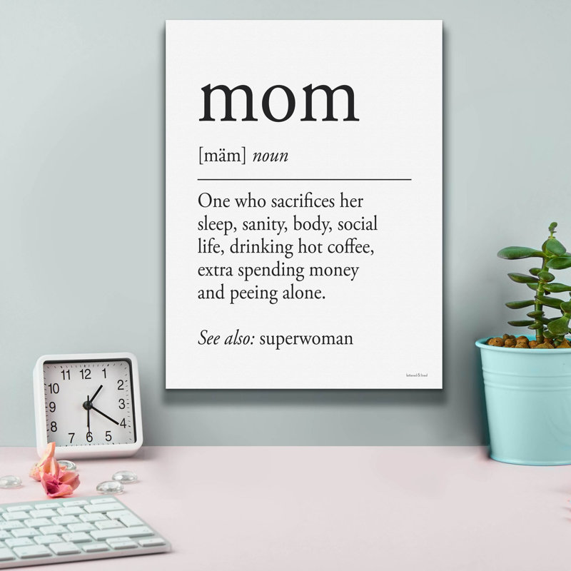  «Mom Définition», art mural sur toile avec lettres et lignes, 12 po x 16 po, H 16 po x l 12 po