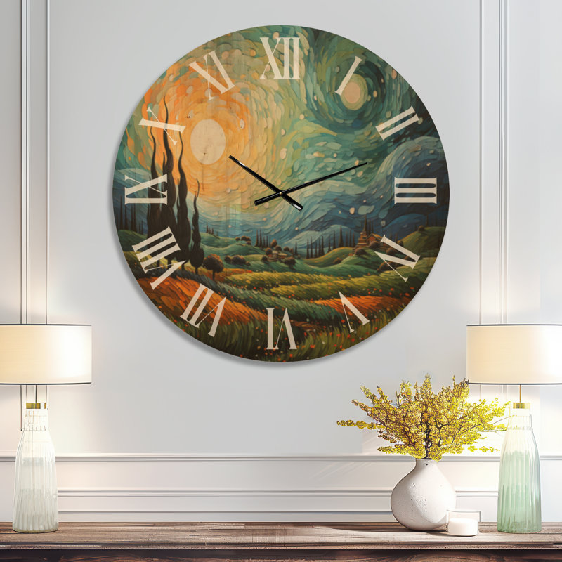 Horloge murale Van Gogh the Swaying Cypress II - Large Vangogh, Surdimensionné