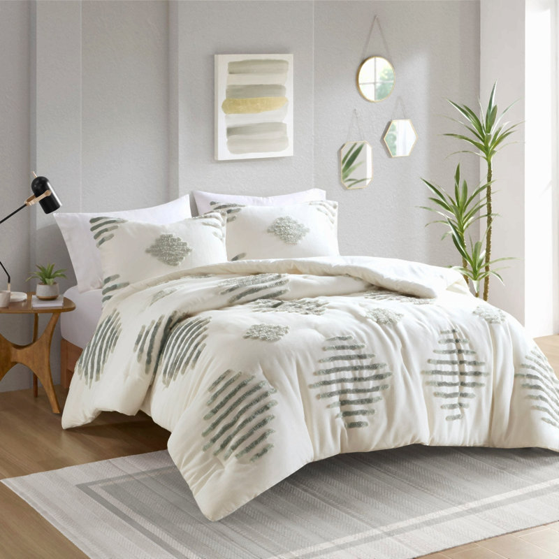 Ensemble d'édredon en chenille en mélange de coton pour lit double / grand 3 pièces