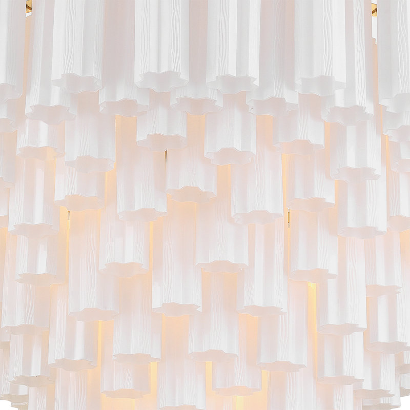 Lustre en laiton vieilli 49 po Sandbach, H 42,5 po x l 49 po x P 49 po, Blanc, Doré