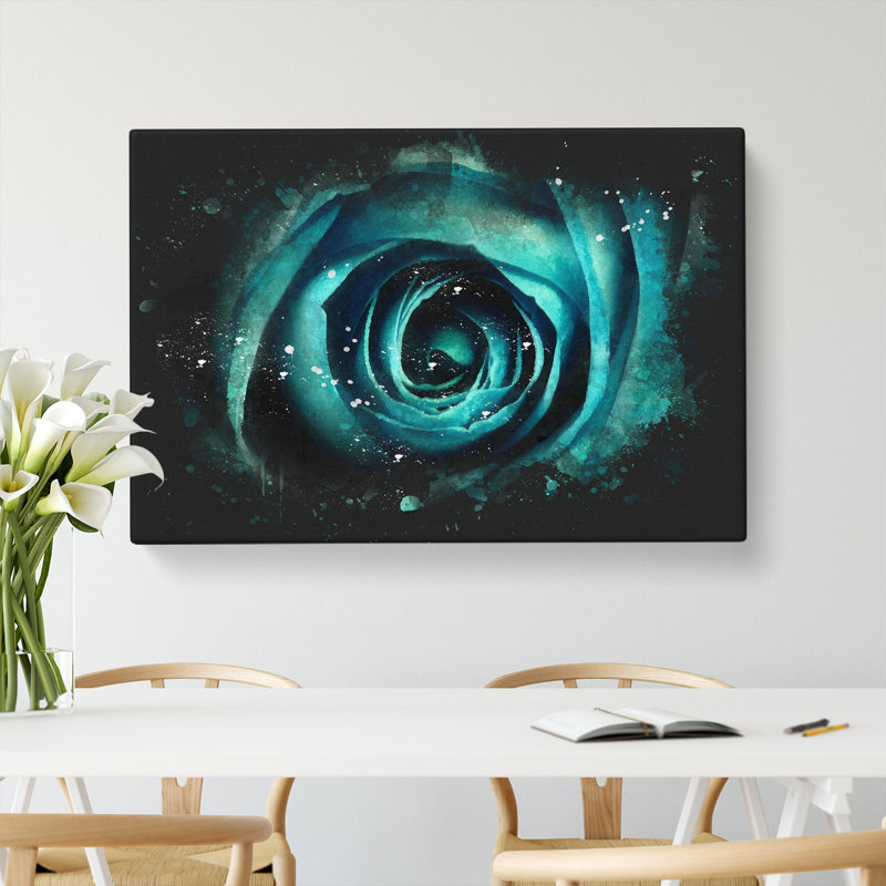 A Teal Rose - Wrapped Canvas, 50cm H x 76cm W x 3cm D