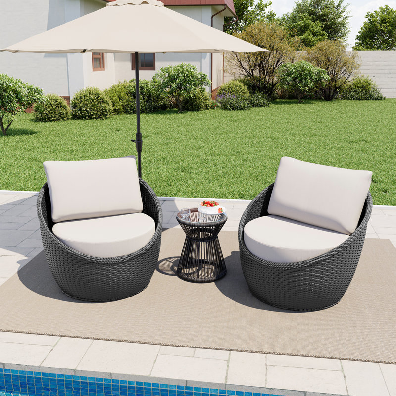 Chaises longues pour patio Leyton, Noir