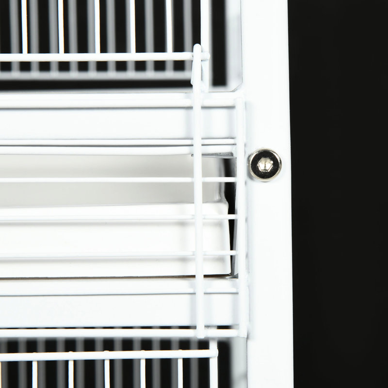 Cage à oiseaux blanche avec support, hauteur de 67 po - plateau spacieux et perchoirs pour oiseaux de taille moyenne, cage en métal forgé