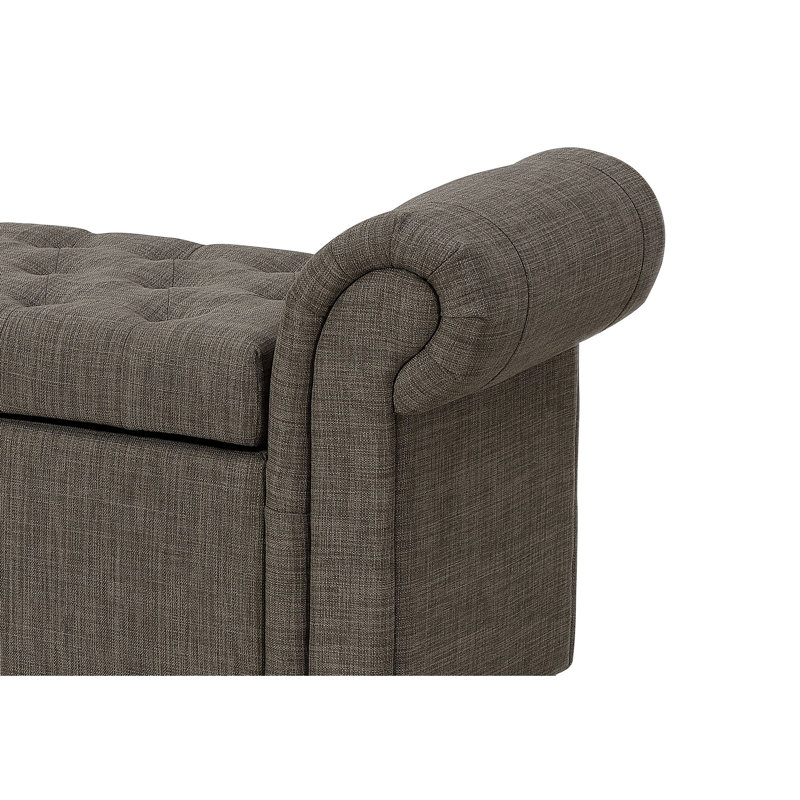 Linen Blend Upholstered Storage Bench