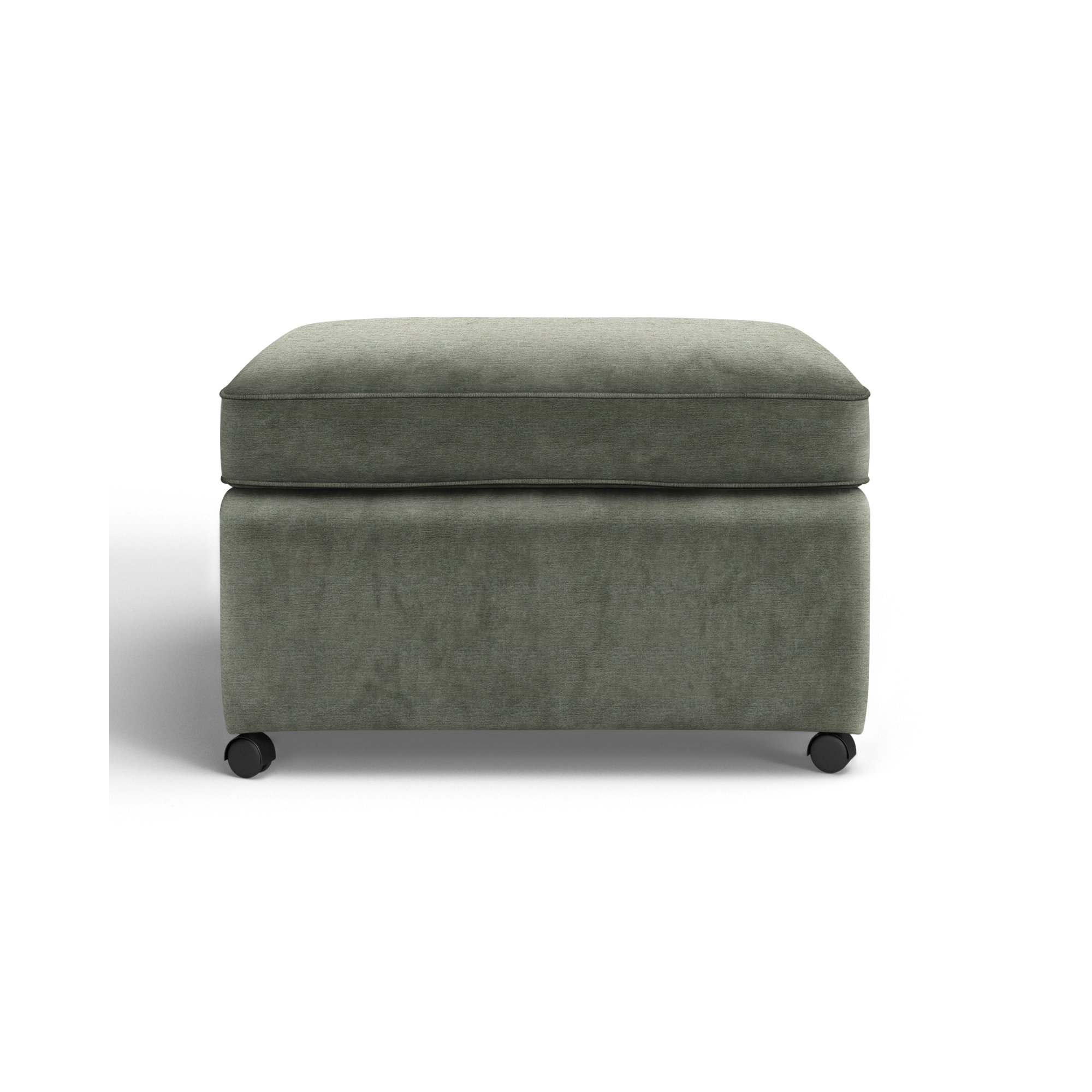 Rika Upholstered Ottoman, Nave Metal Performance Distressed Velvet