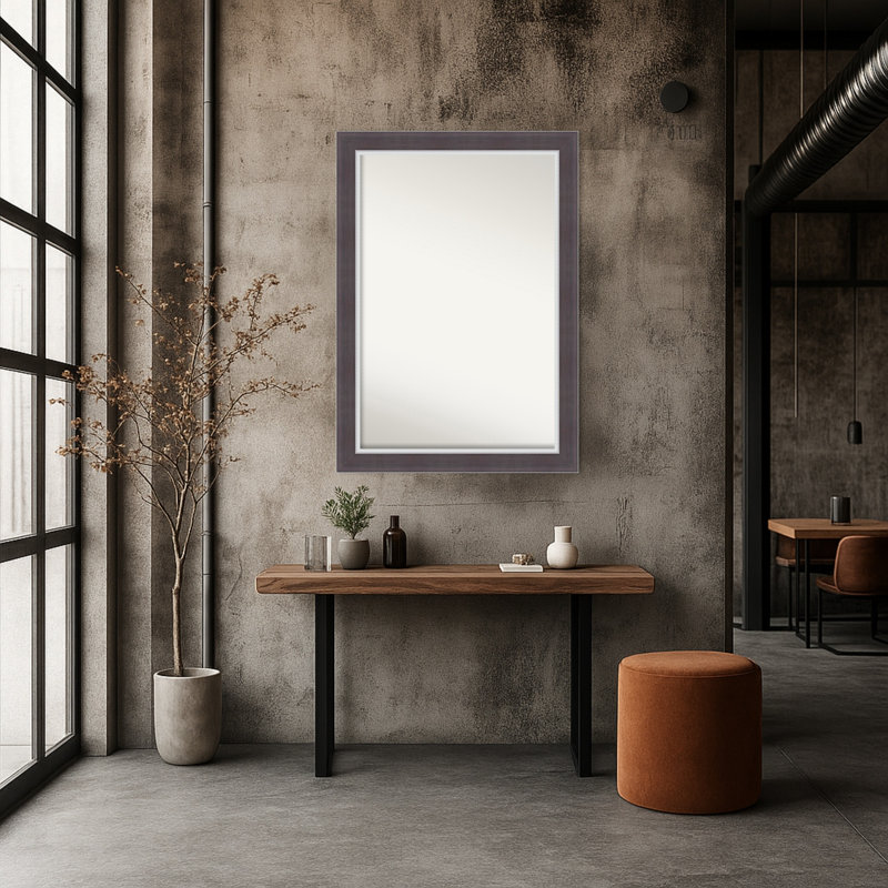 Ellie Non-Beveled Framed Wall Mirror, 29.5" x 41.5", Brown Silver