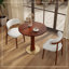Dining Table de salle à manger ronde rétro en noyer de 80 cm avec base en laiton et bois massif. Table avec pieds en bois et base dorée, table pour 2 personnes pour les petits espaces (seulement la table de Négociation)