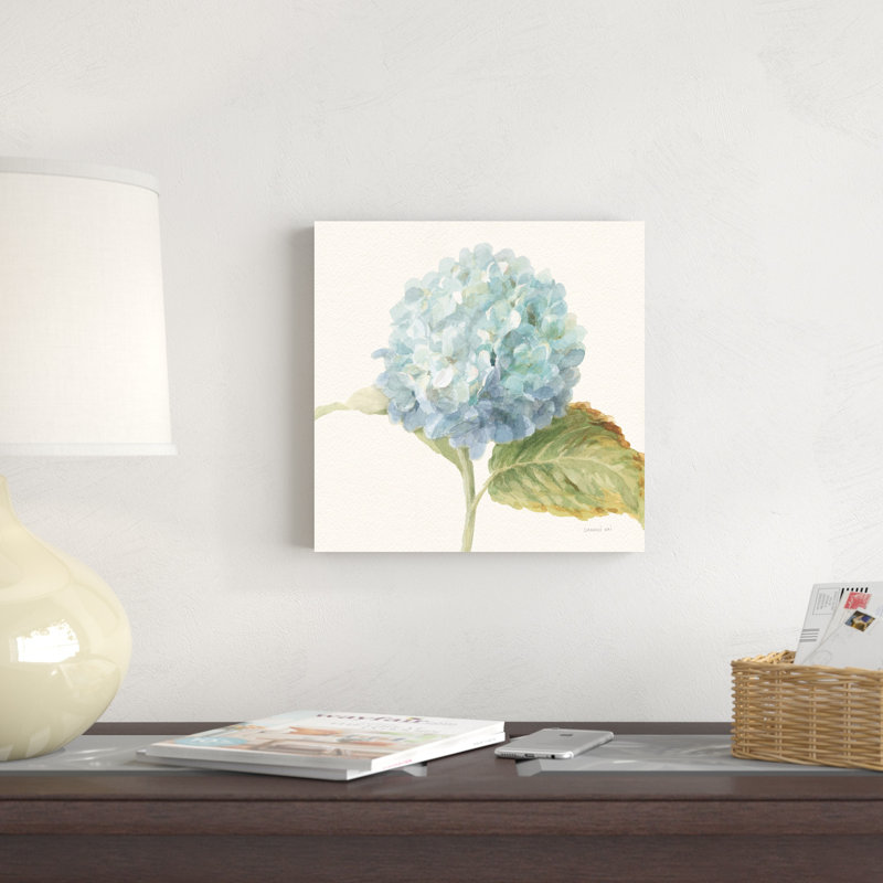 " Floursack Florals V - Blue Hydrangea Crop " Watercolor Print, 12" H x 12" W