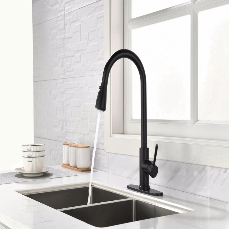 Robinet de cuisine avec douchette extractible, Noir mat