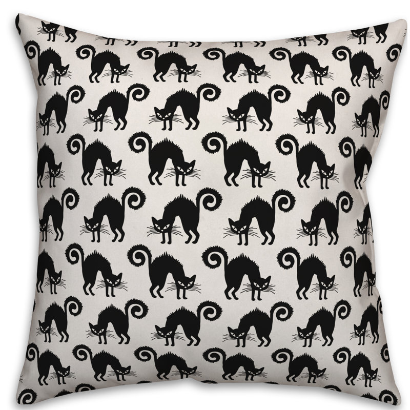  Coussin Scardey Cat, 18 po x 18 po, Utilisation intérieure/extérieure