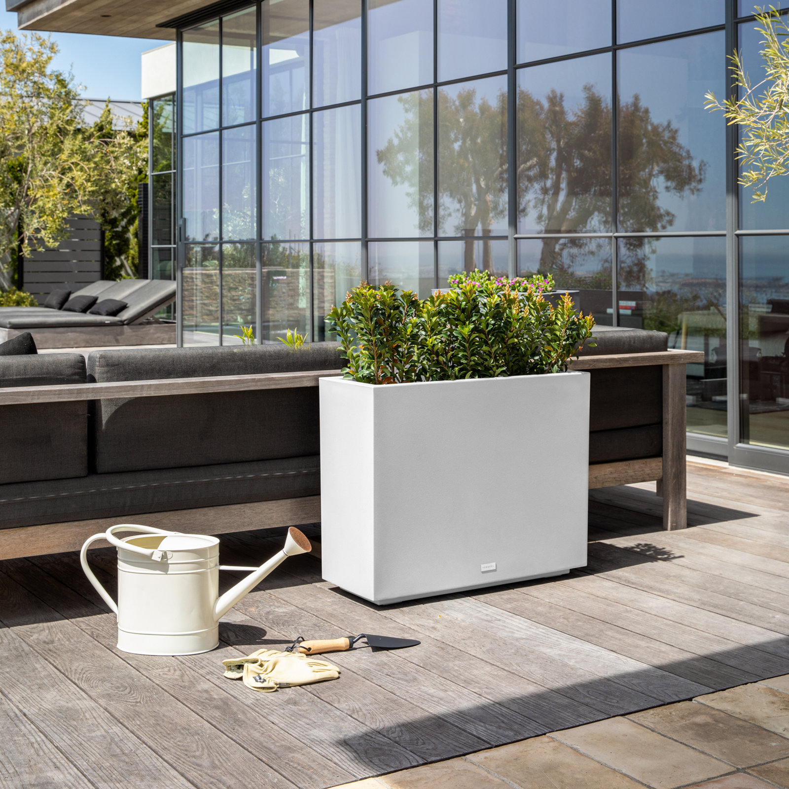 Block Series Planter Box, White, 24.25” H x 30” W x 12” D