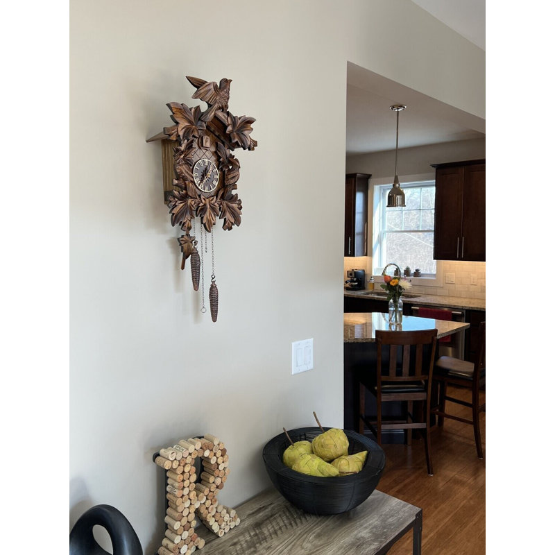  Quartz Cuckoo Clock with Hand-Carved Maple Leaves