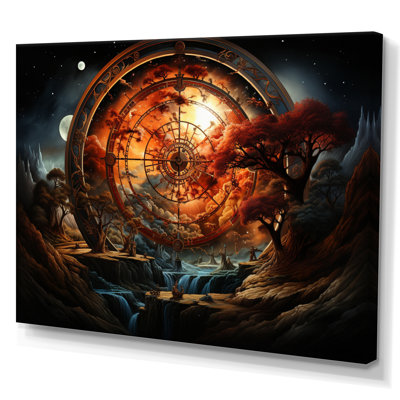 " Orange Buddhist Art Wheel Of "