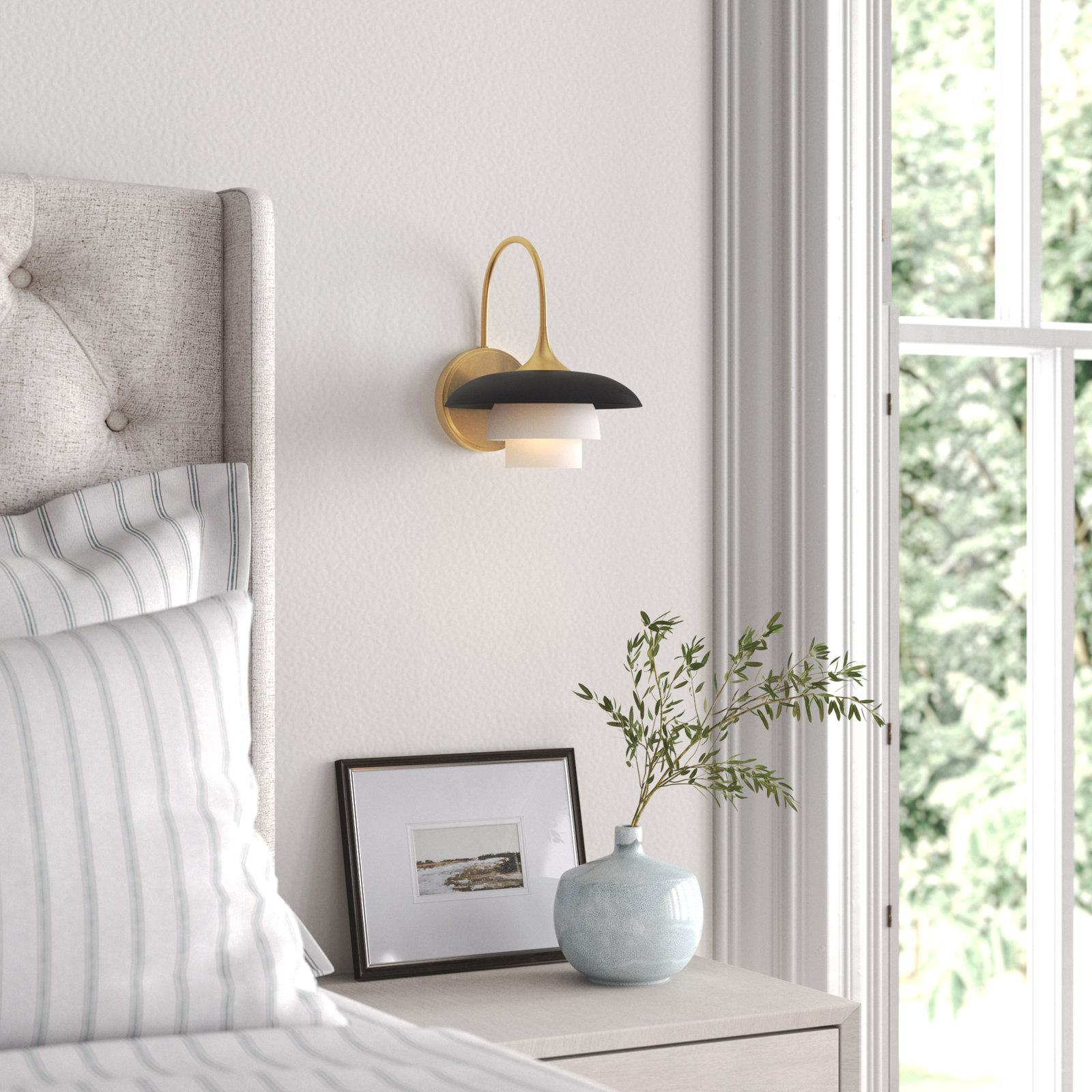 Burbank Single Light Armed Sconce, Aged Brass