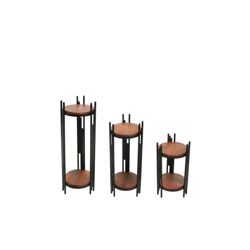 Tables gigognes en bois massif avec rangement Brothwells, Noir