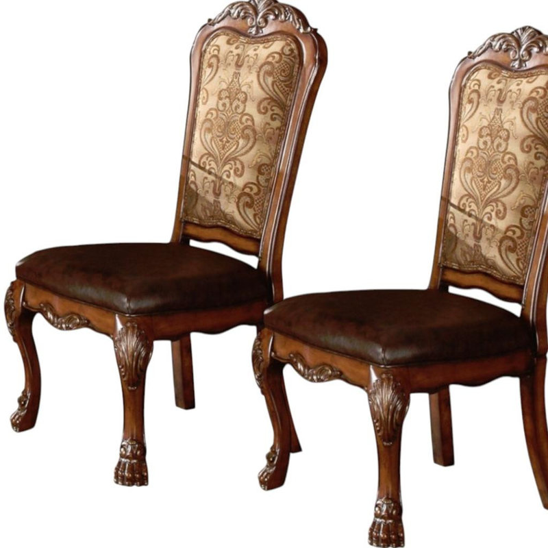 Ensemble de deux chaises d'appoint en similicuir de chêne