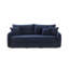 Canapé-lit modulaire en velours bleu avec 3 coussins décoratifs