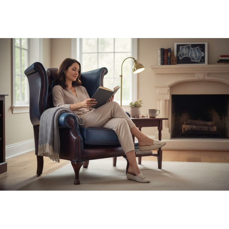 1 Seater Genuine Leather Loveseat, Brown/Red, Walnut