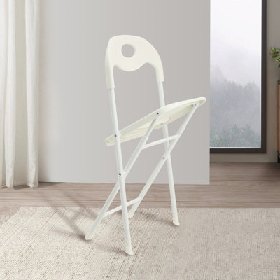 Ensemble de 4 chaises pliantes en acier inoxydable blanc - capacité de 800 lb robuste, empilable et imperméable