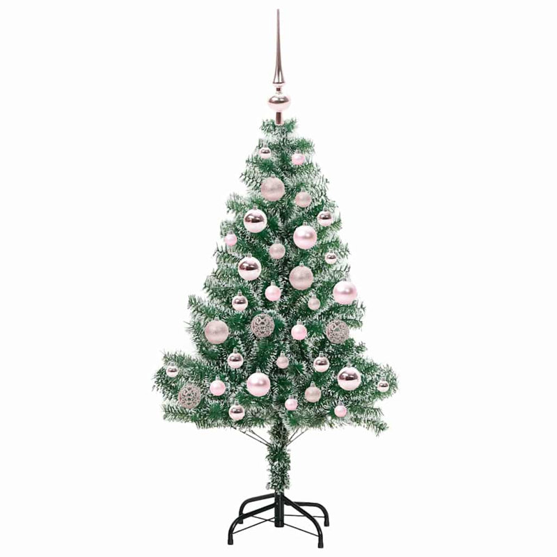 vidaXL Artificial Christmas Tree Snow Flocked with LED Light, 3.94 ft