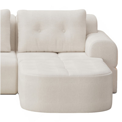Modular Sectional Sofa Couch With Chaise, Full-Foam Structure, Compression Packaging Design, Woven Texture Upholstery, Oversized Modern Sofa For Living Room