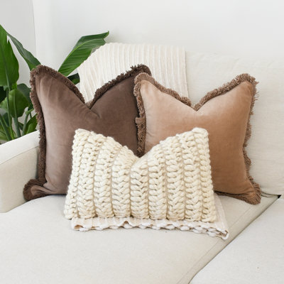 Velvet and Wool Pillow Cover Set