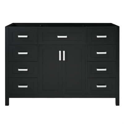 Meuble-lavabo 47 po sans lavabo, armoire seulement, 2 portes et 8 tiroirs, système de fermeture en douceur