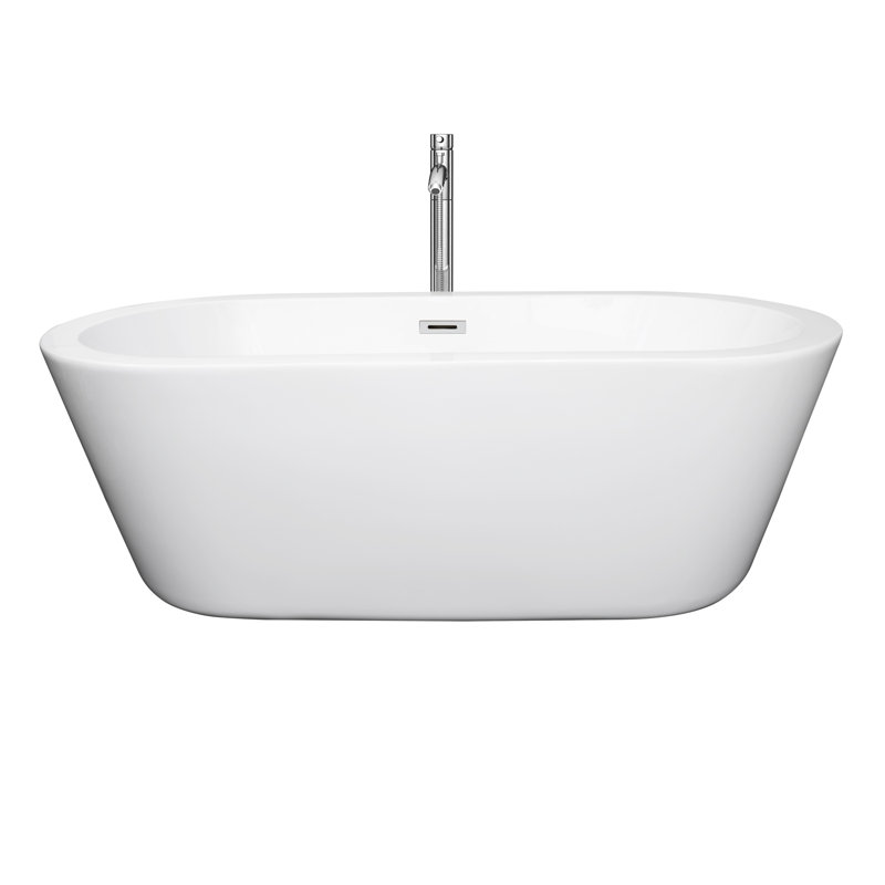 Mermaid 67'' x 31.25'' Soaking Acrylic Bathtub with Faucet, Chrome