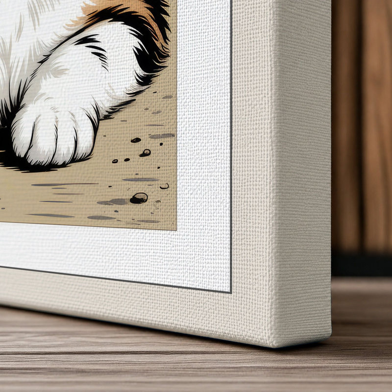Grinning Tabby Boho - Wrapped Canvas, 36x24 - 91.4 x 61.0 cm, Cream Border