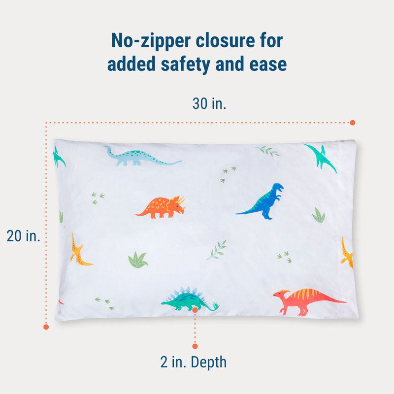 Wildkin Kids Microfiber Standard Pillowcase – Soft & Breathable Pillow Cover - Jurassic Dinosaurs