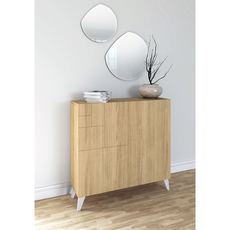 12 Pair Shoe Storage Cabinet, Oak/White