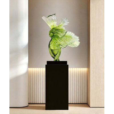 Green Black Free Form Resin Marble Decorative Object