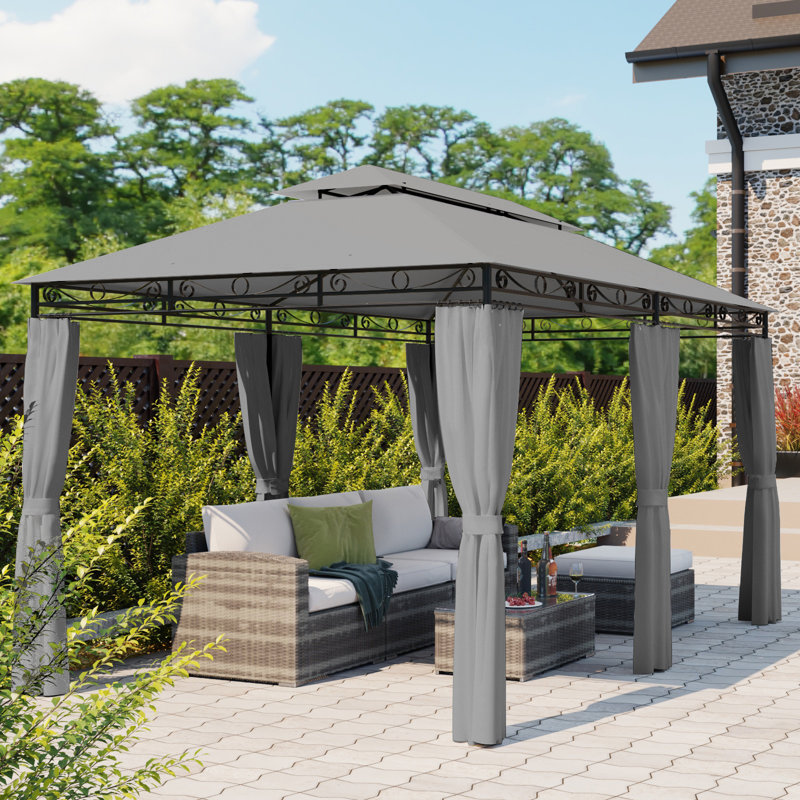 Arpi 4m x 3m Metal Patio Gazebo, Grey