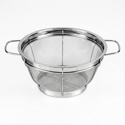 Kitchen Details Heavy Duty Stainless Steel Strainer 10 Inch Silver Color | Large Food Strainer | Professional Kitchen Tool