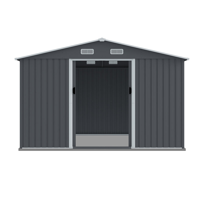 Outdoor Storage Shed 8 X 12 FT Large Metal Tool Sheds, Heavy Duty Storage House With Sliding Doors With Air Vent For Backyard Patio Lawn To Store Bikes, Tools