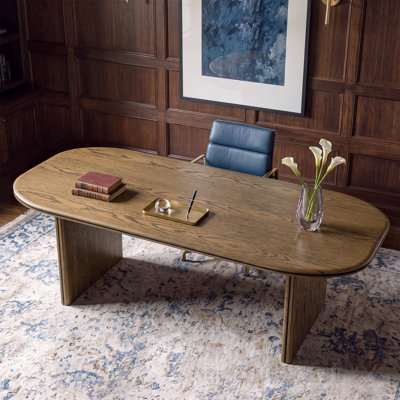 91'' W Oval Brown Executive Desk 