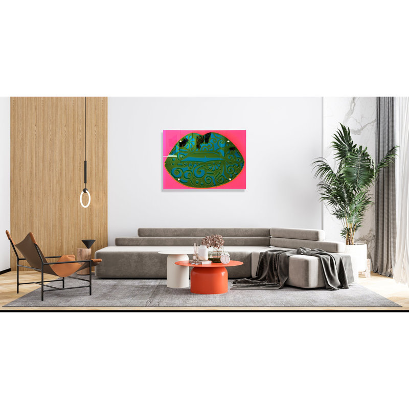 Sculpture murale Pop Art Lips - Miroir en acrylique abstrait